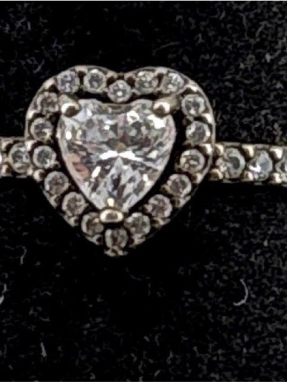 Pandora Heart Halo Cubic Zirconia Ring in Silver